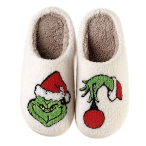 Chinelos de pelúcia Qubuwalk Christmas Santa Reindeer para mulheres M