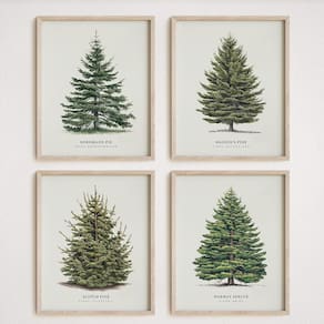 Pôster NOCTMETEOR Vintage Christmas Pine Tree Art 20x25cm 4p
