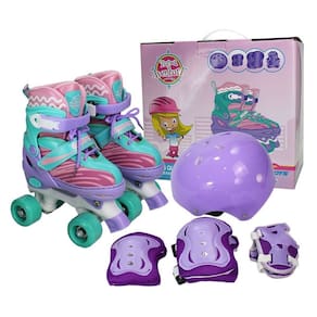 Patins + Kit Proteção Violeta 4 Rodas 34 ao 37 Unitoys 1559