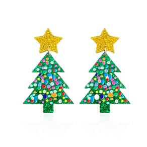Brincos acrílicos em forma de árvore de Natal para mulheres