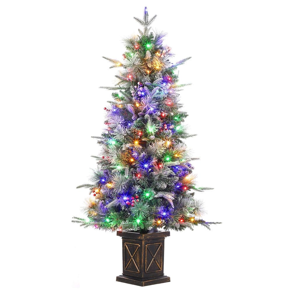 Árvore de Natal GAOMON de 1,4 m com 100 luzes LED multicoloridas