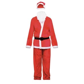 Fantasia Papai Noel Barba Tam. Único Feltro Vermelho Zein