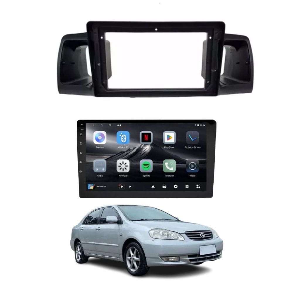 Central Multimídia Corolla 2003 2004 2005 2006 2007 2008 Adak G2 Tela de 9" QLED 2GB de RAM 64GB Android Auto e Carplay + Câmera de ré