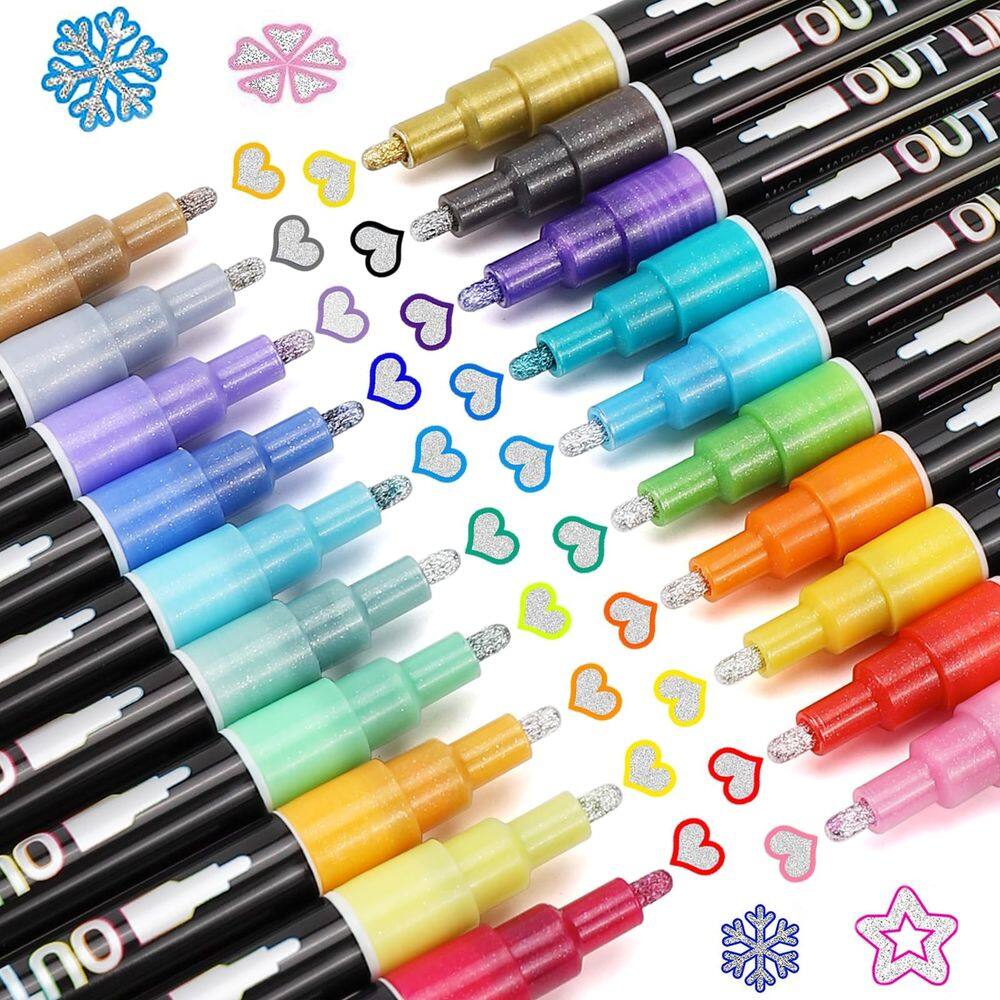 Conjunto de Natal Shimmer Markers Outline Glitter Pens Muchcute