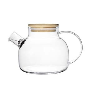 Chaleira de Vidro com Coador Inox no Bico com Tampa Bambu Coad Stanford 1L CHLR025 - Hauskraft