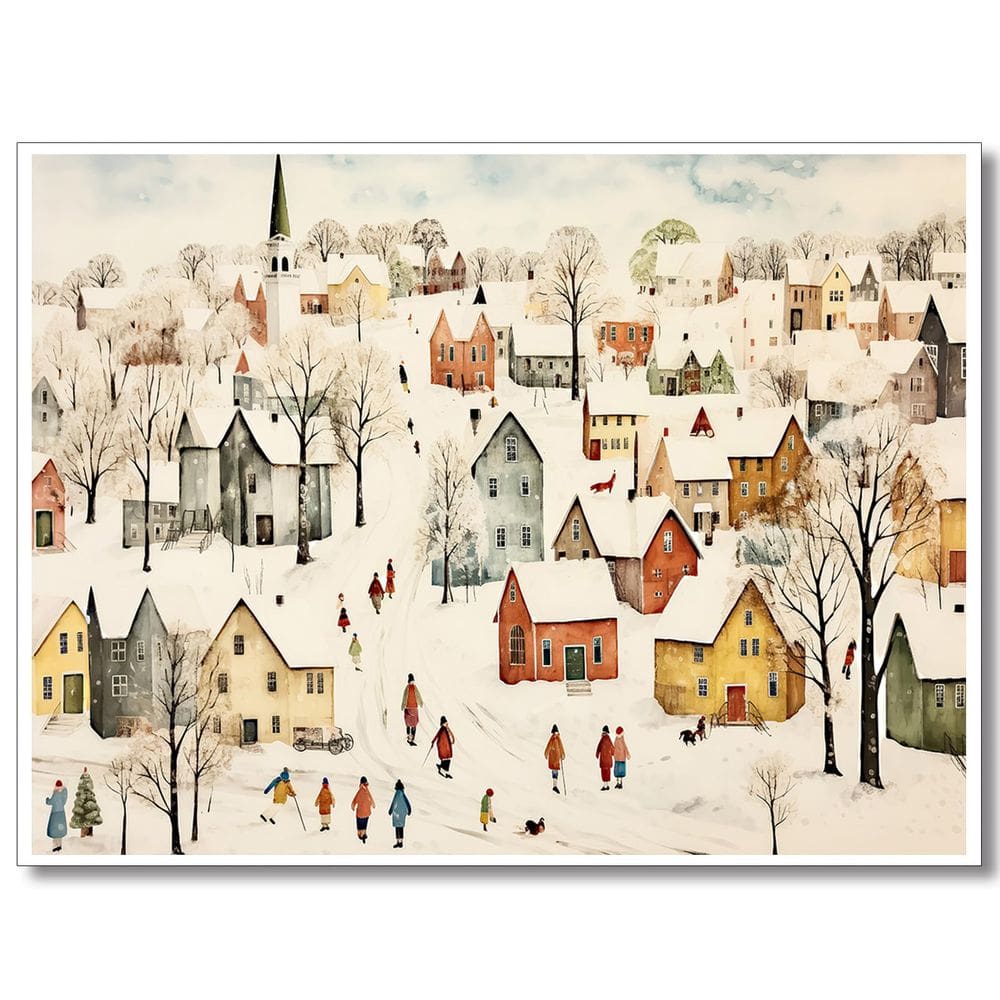Arte de parede em tela Retro Village Christmas Winter Scene 60x90cm