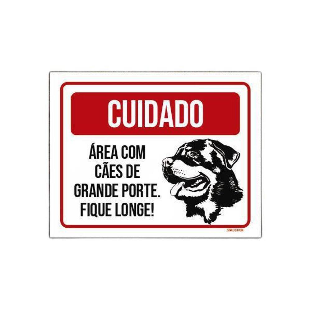 Placa Cuidado Cão Área Cães Grande Porte Fique Longe 27X35