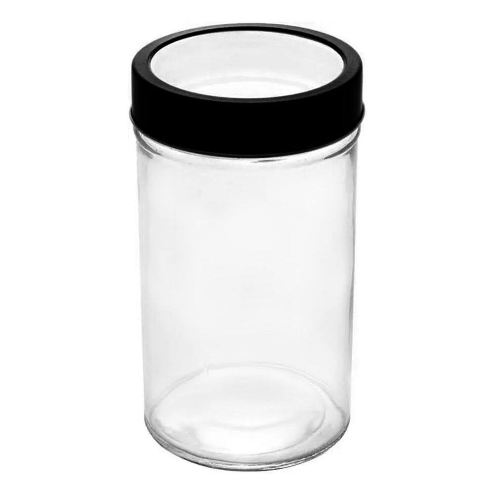 Pote de Vidro com Tampa em Metal e Acrílico Gastro Preta 500ml 1258 - Lyor