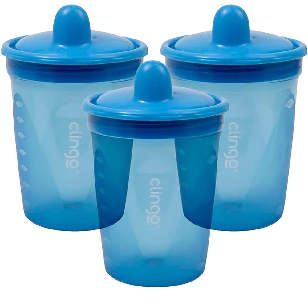Kit Copo Transição Bico Rígido 3und 250ml +6m Azul Clingo