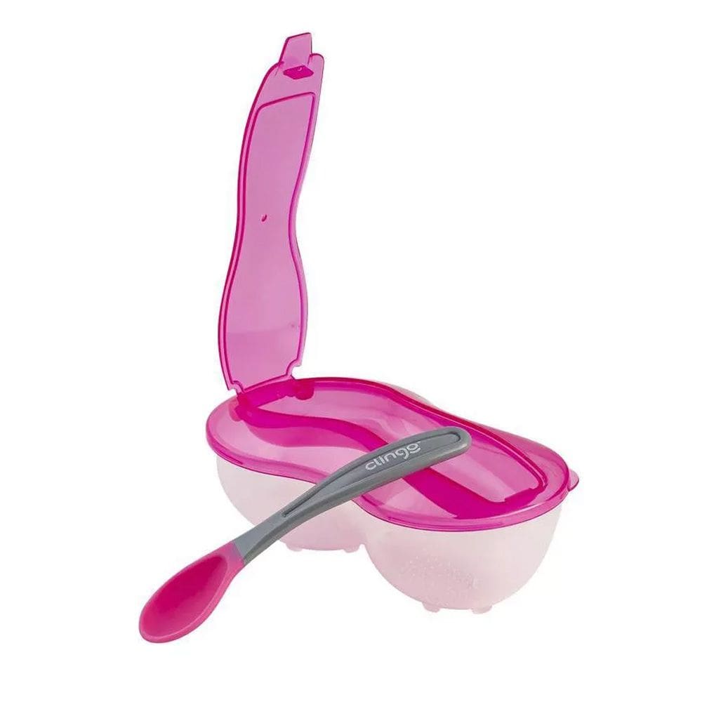 Prato Com Divisória E Colher Rosa +6m Clingo