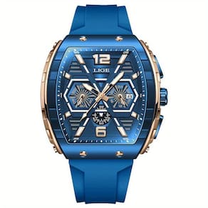 Relógio Multifuncional Para Homens Com Pulseira De Silicone Display Luminoso Impermeável 3atm Rosa Azul