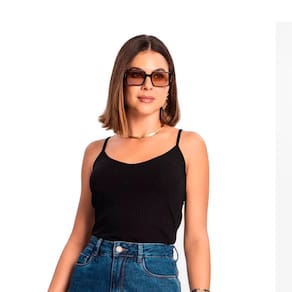 Blusa Feminina de Alça Rovitex Ribana Canelada