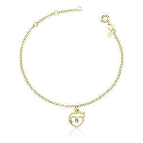 Pulseira Amor De Gato Revestida Em Ouro Comprimento 20 Cm Diâmetro 20 Cm