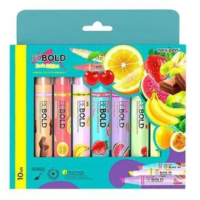Kit Marca Texto Bebold Fruit Edition com Cheirinho 10 Cores - Newpen