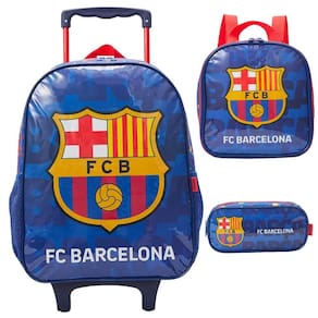 Kit Mochila Rodinha Lancheira Estojo Xeryus Barcelona Azul