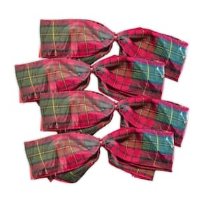 Kit Laços Árvore Natal Verde Vermelho 25cm - 4 Unidades