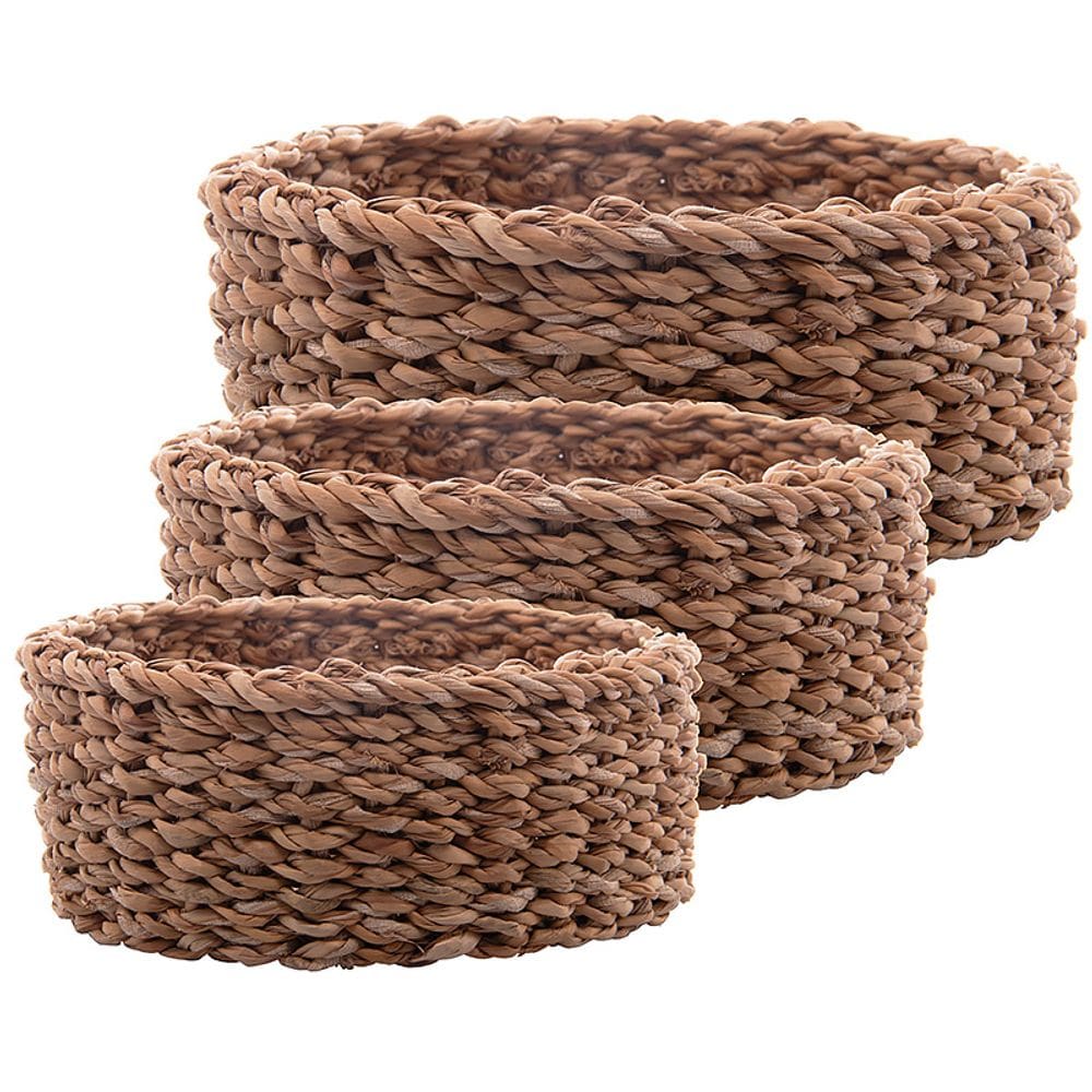 Conjunto 3 Cestas Redondas de Fibra Natural 29473 - Wolff