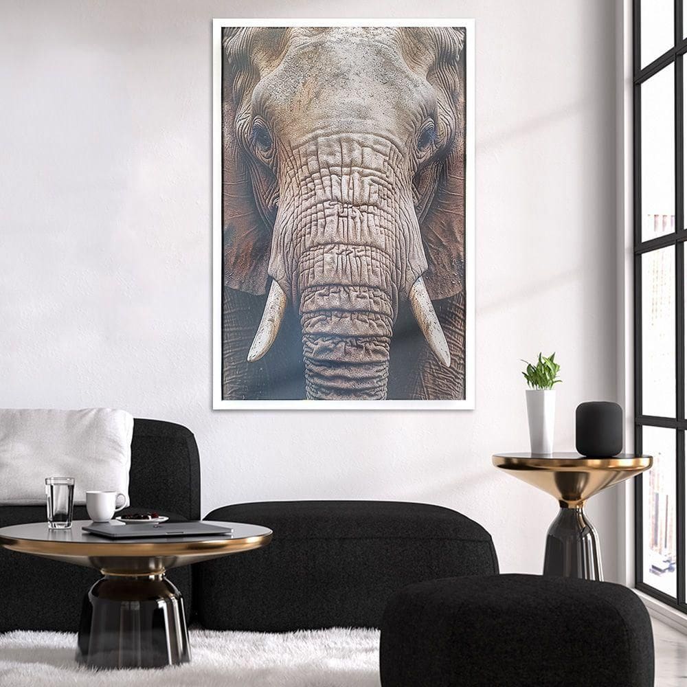 Quadro Decorativo Elefante Moldura Cx Alta 100x66 Titulo Moldura Branca