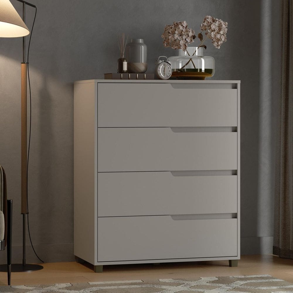 Cômoda em Mdf com 4 Gavetas 80cm X 104cm X 45cm Monet Cinza