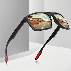 Óculos De Sol Masculino Polarizado Square Vermelho Com Proteção UV - OMG
