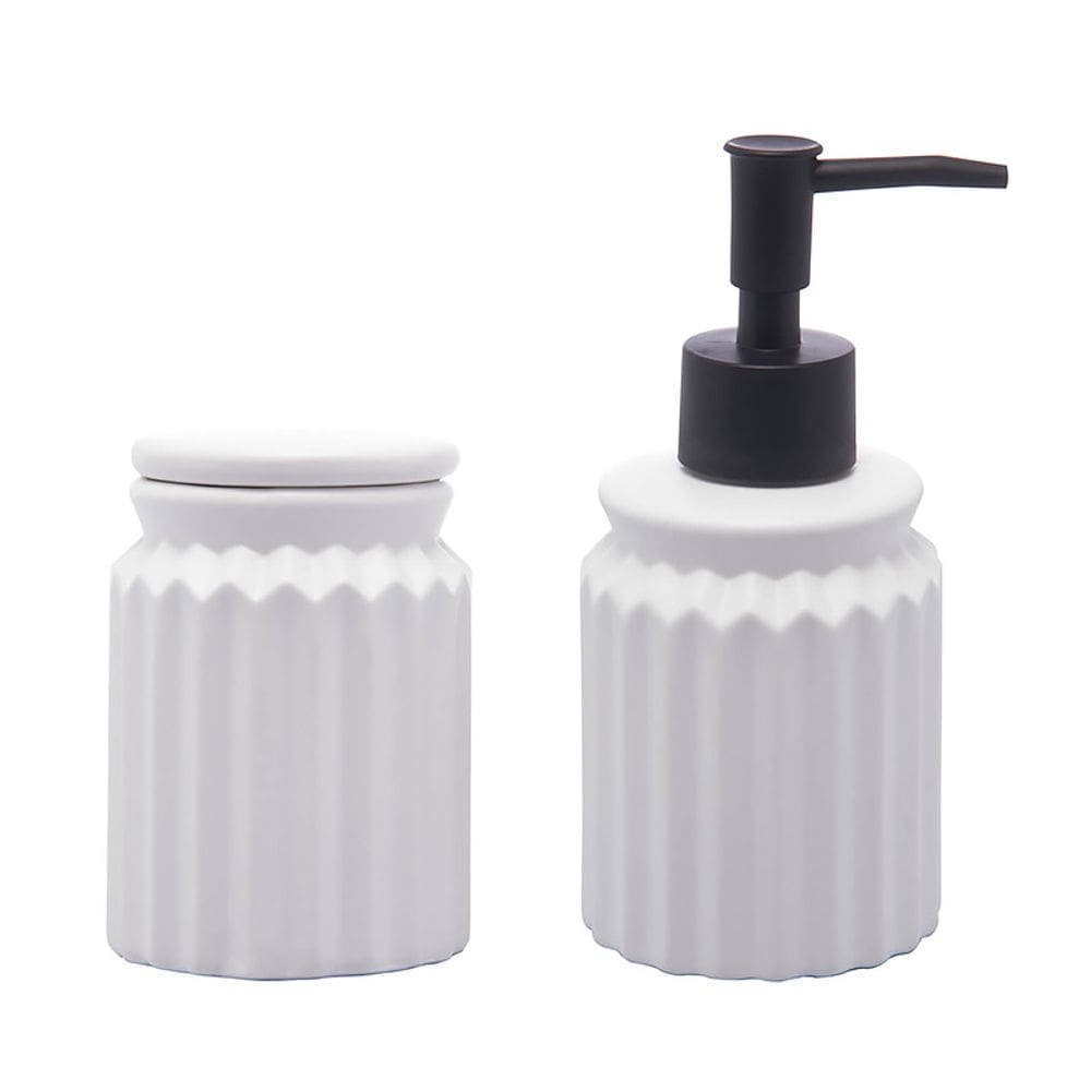 Conjunto 2pçs para Banheiro de Cerâmica Stripes Branco 5603 - Lyor
