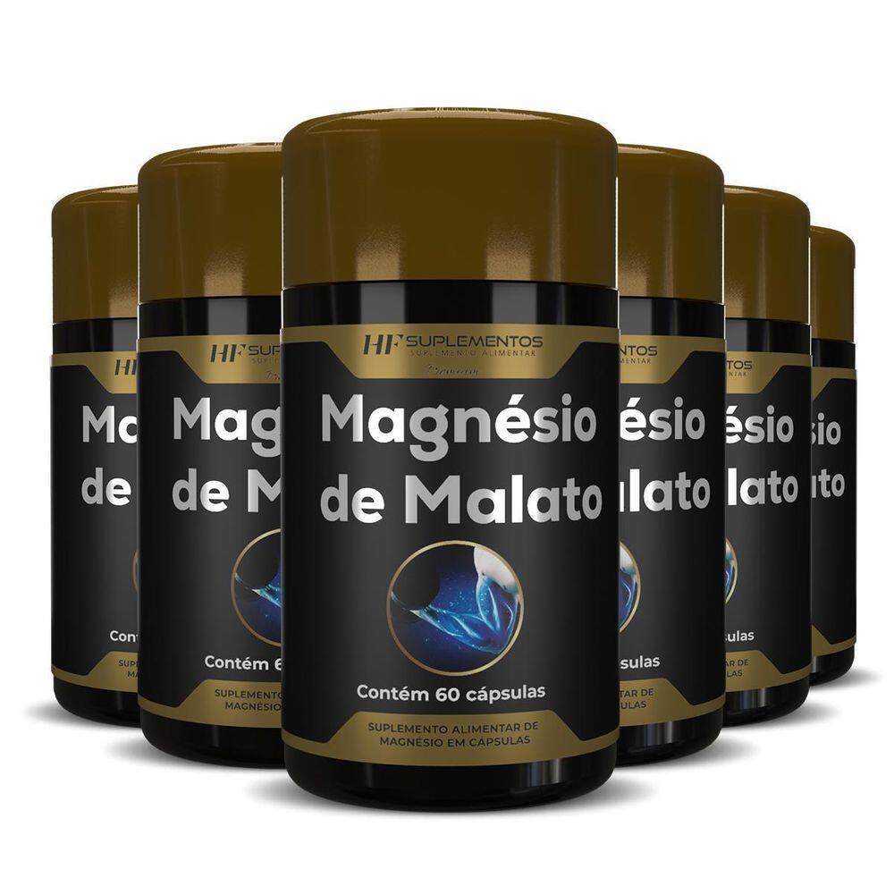 6X Magnesio De Malato Premium 60 Caps Hf Suplementos