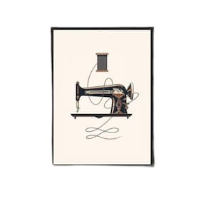 Quadro Máquina De Costura Antiga 33X24Cm Moldura Branca
