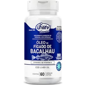 Óleo De Fígado De Bacalhau Vitaminas A E D 60 Caps 350Mg