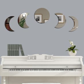 Espelho Decorativo Fases da Lua - Acrílico - 5 Peças