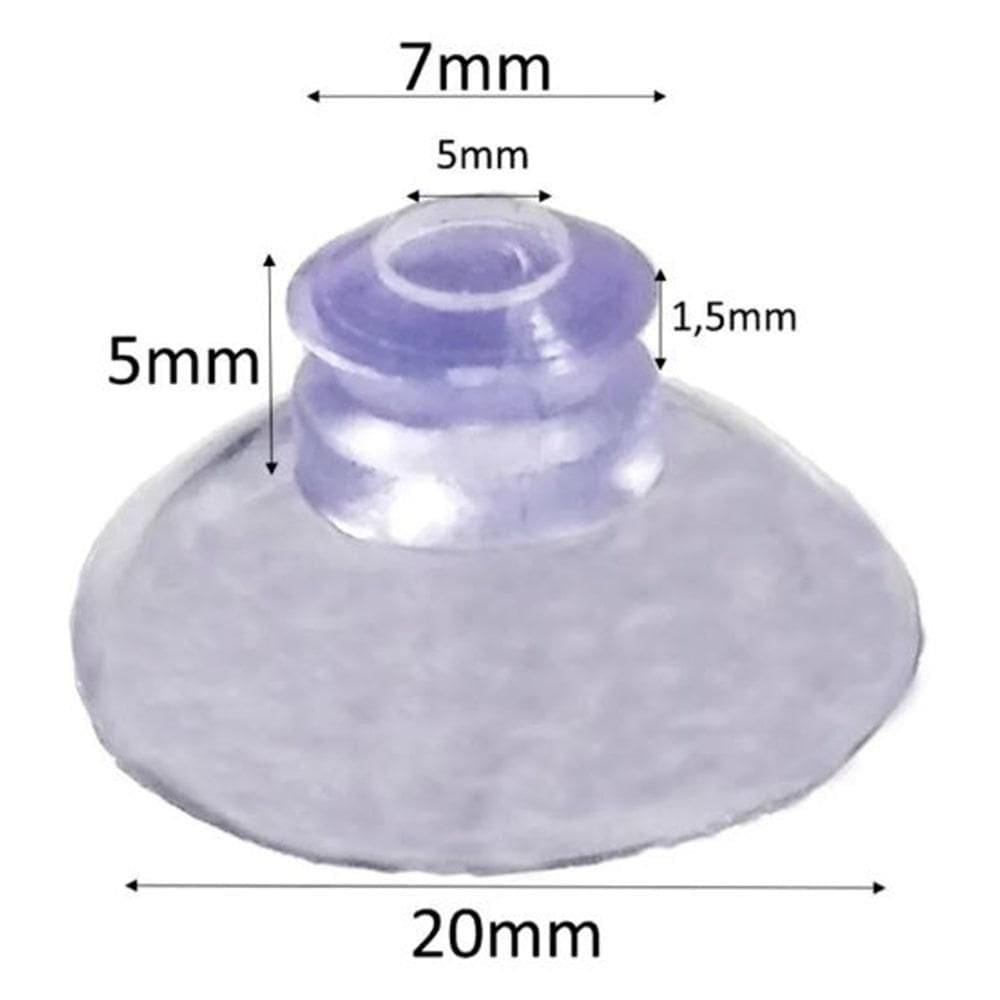 Kit 20 Ventosas 20Mm  2Cm  Silicone Para Vidro Acrílico Pvc
