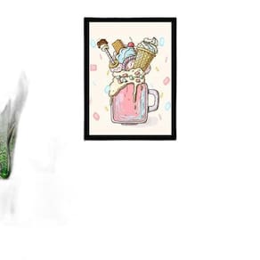 Quadro Decorativo Ilustração Sorvete Sunday 34x23Cm