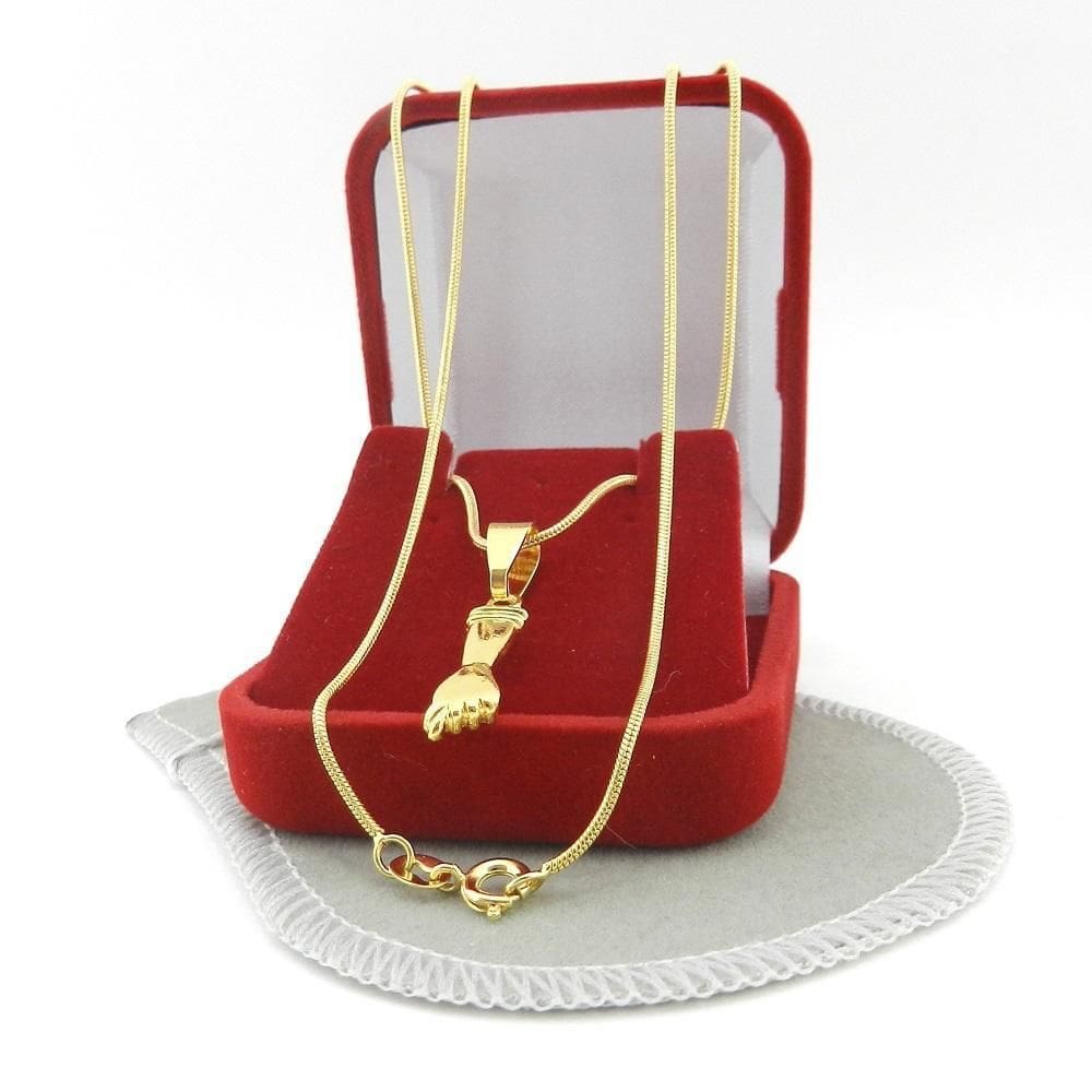 Corrente Masculina 60Cm 1Mm + Figa 20Mm Folheado Ouro Cr213B