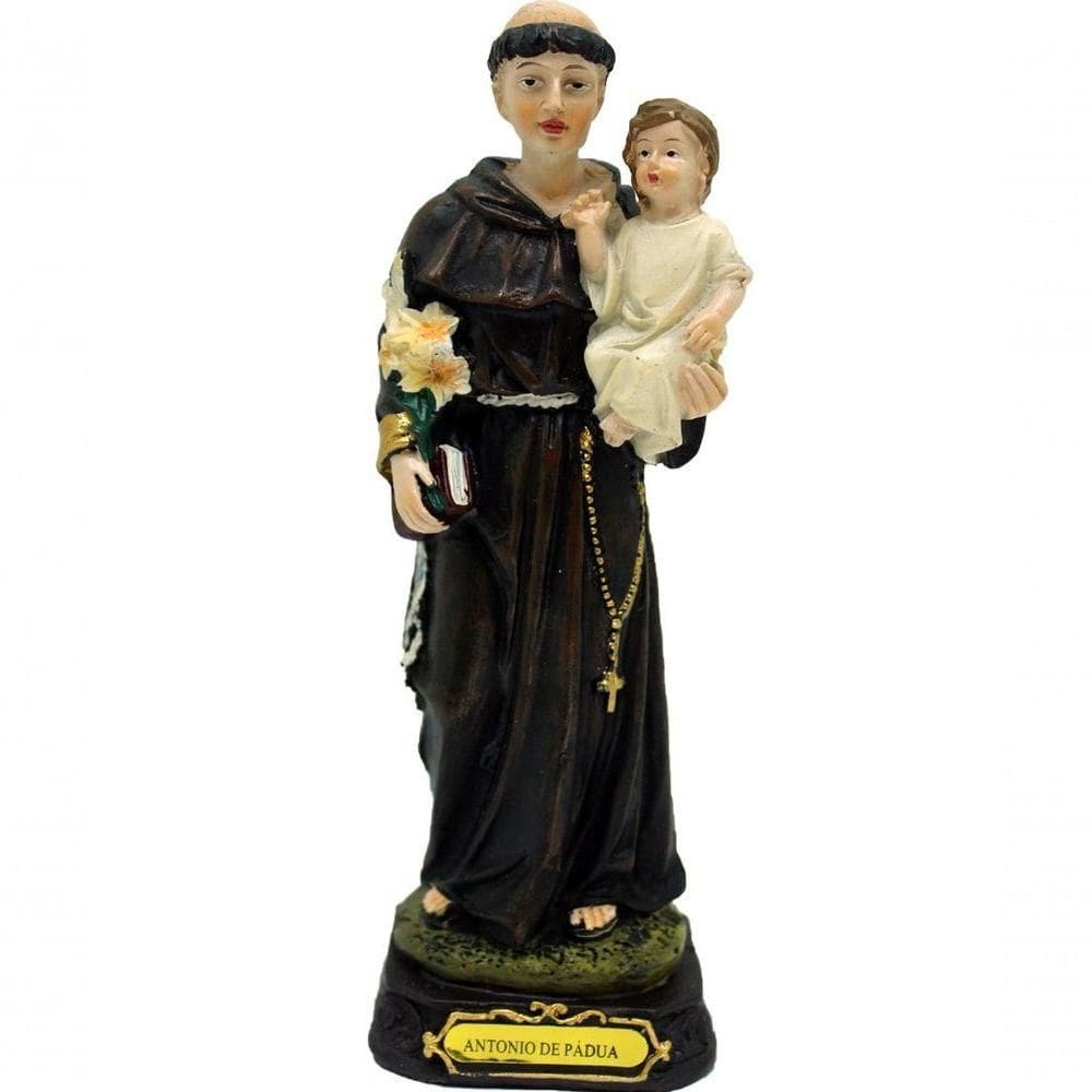 Estatueta Imagem Santo Antônio De Pádua Enfeite Resina 16cm