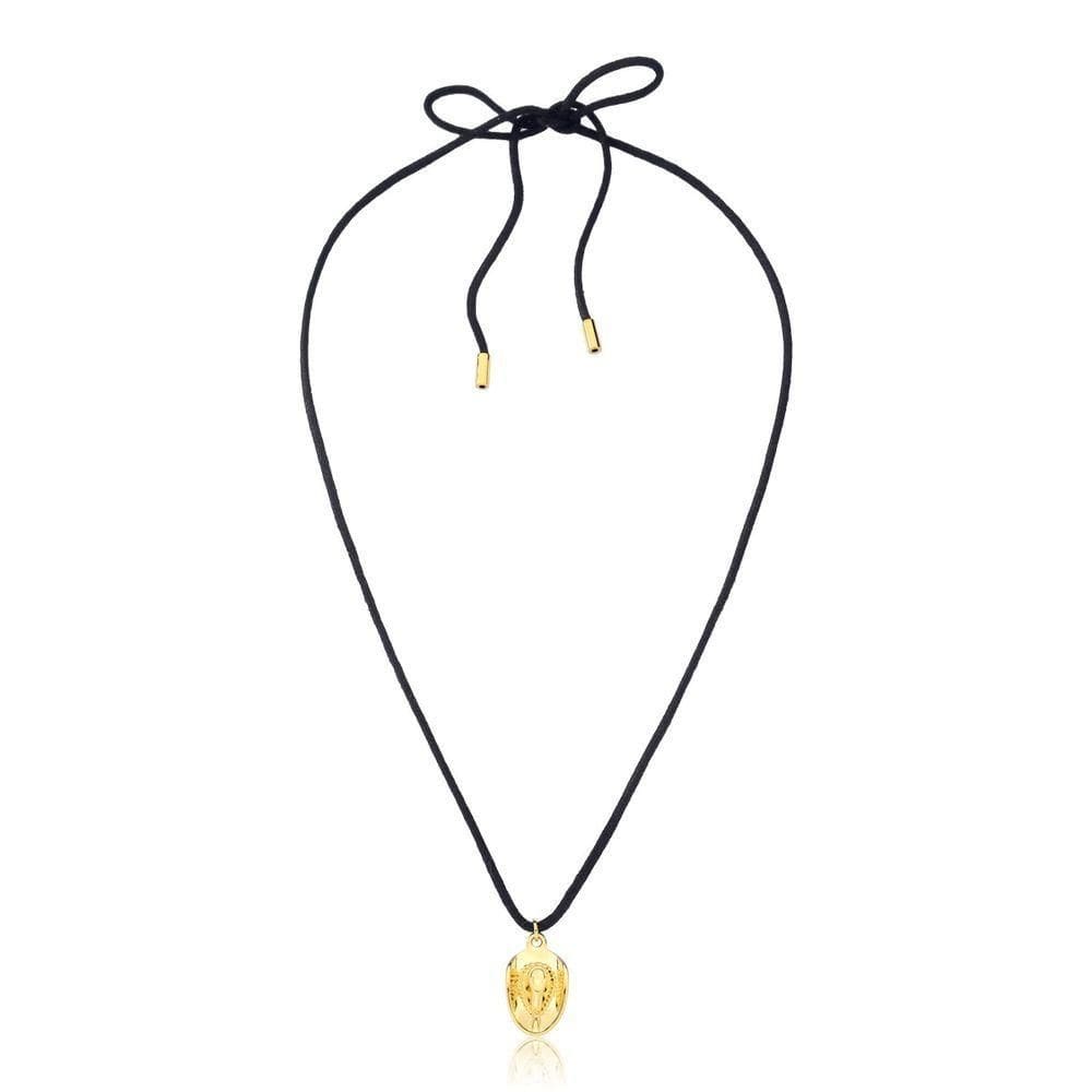 Colar Chapéu No Cordão De Algodão Revestido Em Ouro Cor Preto