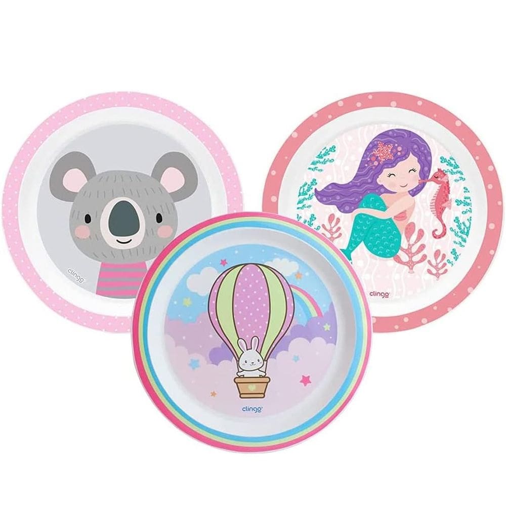 Kit 3 Pratos Coala , Sereia e Balão Clingo