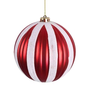 Bola de Natal Decorada Vermelha e Branca - 15cm