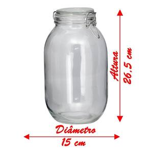 Pote De Vidro Hermético Tampa 3,1l Conserva Com Vedação