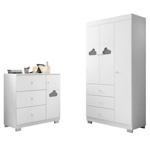 Jogo de Quarto Infantil Ane com Guarda Roupa 3 Portas e Cômoda - Phoenix Baby