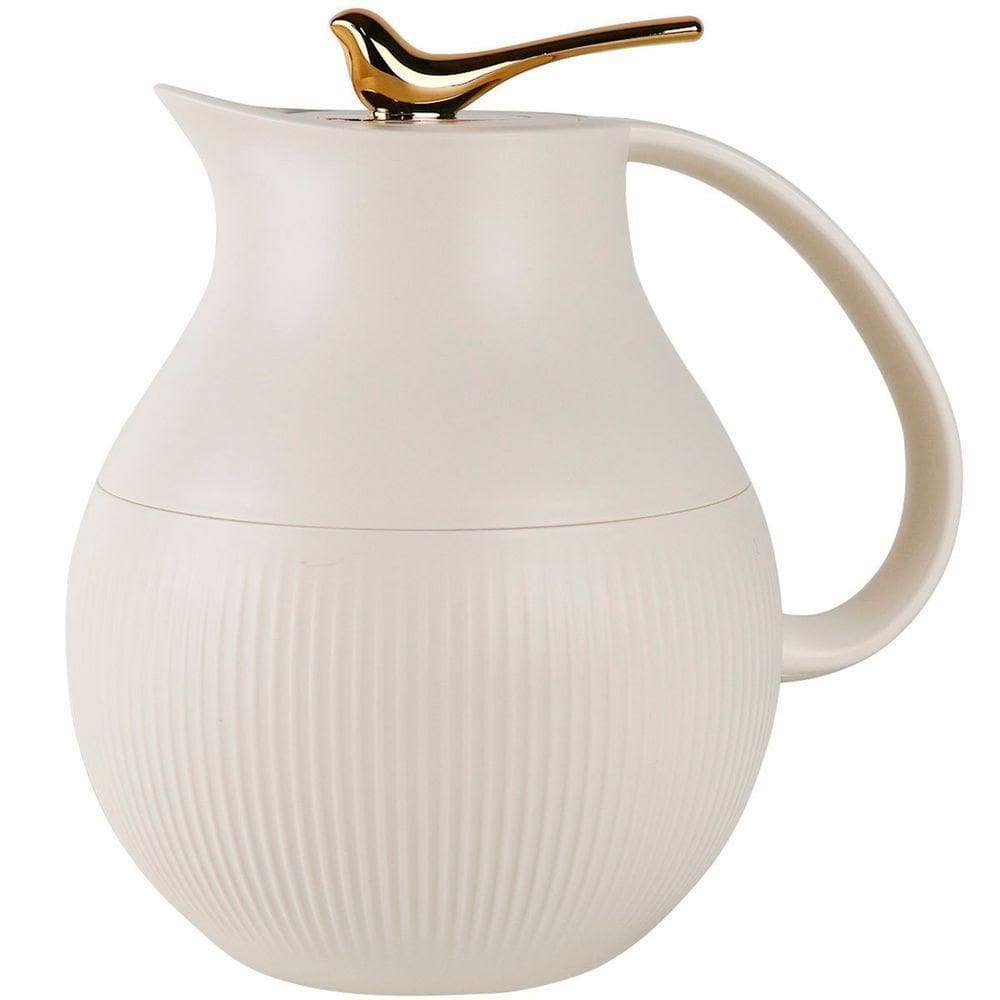 Garrafa Térmica De Mesa Pássaro Dourado Branco Chá Leite 1l