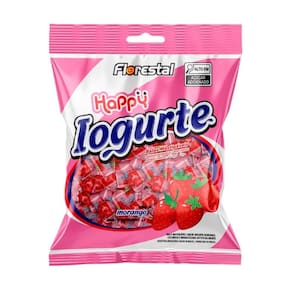 Bala Mastigável Happy Iogurte Morango - 500g