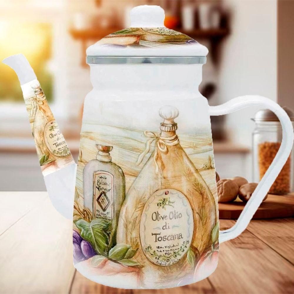 Bule Esmaltado Com Indução Italy Premium Café Chá 1,2 Litros