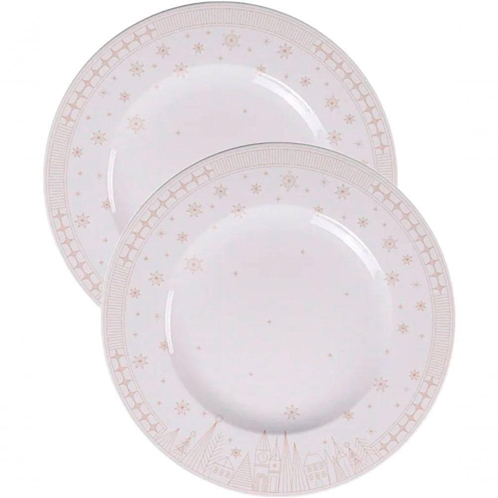 Kit Jogo Pratos Rasos Jantar 10 Pessoas 10pçs Capodanno 28cm