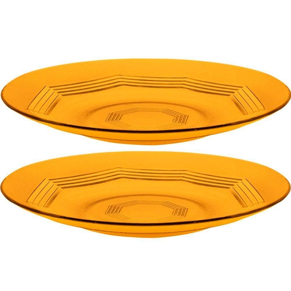 Jogo Pratos Raso Jantar 10 Pessoas 10pçs âmbar Em Vidro 23cm