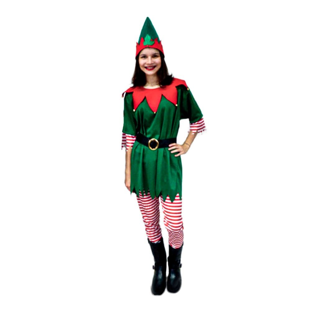 Fantasia de Duende Adulto Feminino com Gorro e Cinto
