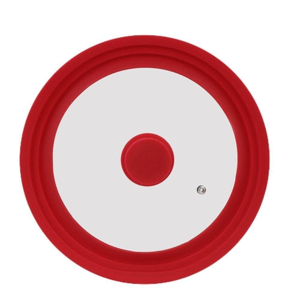 Tampa De Vidro Panela Silicone Frigideira Multiuso 3 Em 1 Vermelho Gg