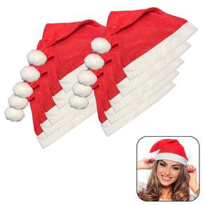 Gorro de Natal Papai Noel Vermelho Feltro - 10 Unidades