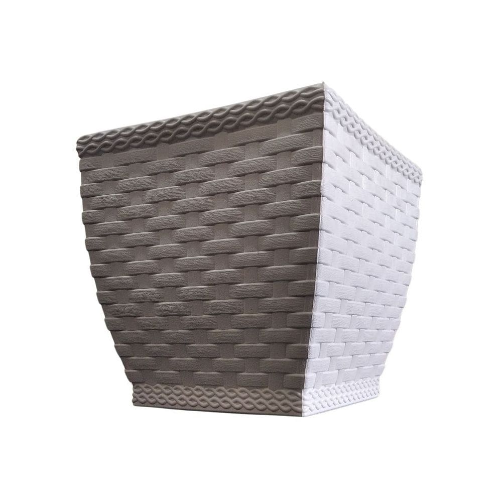 Vaso Cachepô Rattan Mini Quadrado Branco - 14cm x 14cm