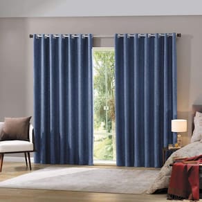 Cortina Para Quarto Blackout Tecido Linen Indigo 4,20 x 2,50 Bella Janela