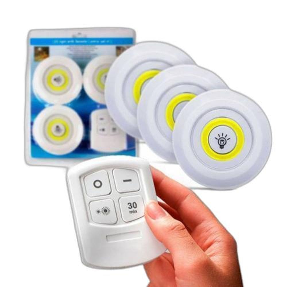 Kit 3 Lâmpadas Luminária Led Spot Sem Fio Controle Remoto