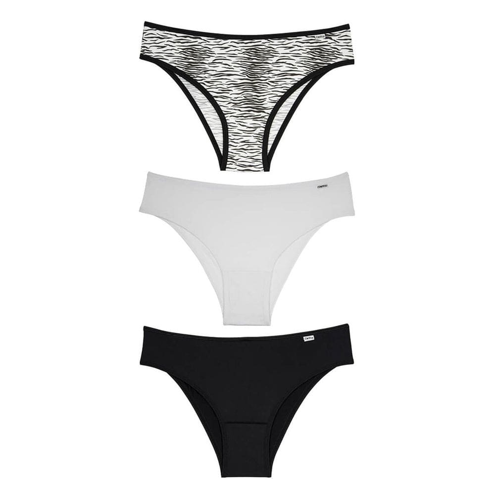 Kit Calcinha Del Rio Feminina 3 PeçasBiquíni Zebra Lisa